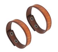 sourcing map 2Pcs Plain Leather Bracelets Buckle Bangle, Brown Black Punk Leather Snap Bracelets Adjustable Blank Wrist Cuffs DIY Craft Wristbands for Men Women Stamping Jewelry Making