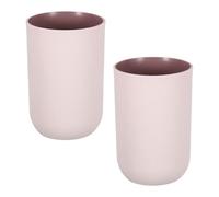 sourcing map 2Pcs Plastic Drinking Cups, Double Color Unbreakable Reusable Bathroom Cup Mouthwash Cup Toothbrush Tumbler Holder, Pink