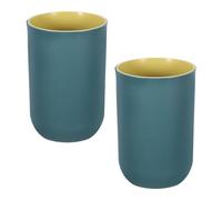 sourcing map 2Pcs Plastic Drinking Cups, Double Color Unbreakable Reusable Bathroom Cup Mouthwash Cup Toothbrush Tumbler Holder, Dark Blue