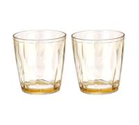 sourcing map 2Pcs Plastic Drinking Glasses, 7.1oz Unbreakable Drinking Cups Reusable Stackable Water Tumblers for Home Office Outdoors Beer Cocktail Water Juice Whiskey, Amber
