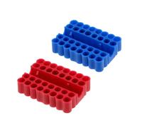 sourcing map 2pcs Plastic Hex Shank Screwdriver Bit Holder Organizer 32 Holes 1/4 Inch Plastic Drill Bits Storage Case for Any 1/4" Hex Shank Metal Driver Bits Use, Red Blue