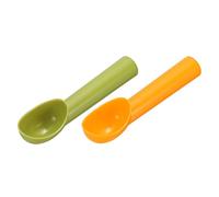 sourcing map 2pcs Plastic Ice Cream Scoops, Fruit Spoons Watermelon Scooper Kitchen Tools for Ice Cream Yogurt Cupcake Melon Ball Orange Green