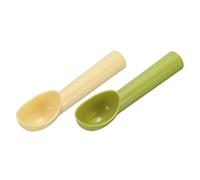 sourcing map 2pcs Plastic Ice Cream Scoops, Fruit Spoons Watermelon Scooper Kitchen Tools for Ice Cream Yogurt Cupcake Melon Ball Green Beige