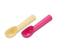 sourcing map 2pcs Plastic Ice Cream Scoops, Fruit Spoons Watermelon Scooper Kitchen Tools for Ice Cream Yogurt Cupcake Melon Ball Red Beige
