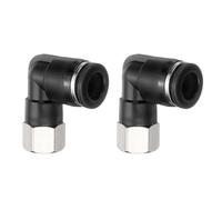 sourcing map 2pcs PLF10-N02 Pneumatic Female Elbow 10mm Tube OD x 1/4" NPT 90 Degree Push to Connect Air Tube Fittings Quick Connect for Pneumatic Machine Black