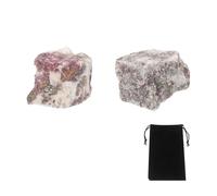 sourcing map 2Pcs Plum Blossom Tourmaline Rough Crystals, Crystal Rocks Stone Real Raw Gemstones with Velvet Bag for Vase Filler Landscape Bottom Decoration Home Collection Decor DIY Project