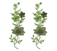 sourcing map 2Pcs Plum Iron on Appliques, 10in Plum Blossom Flower Applique Patch Flower Leaf Vines Iron on Sewing Embroidered Patches for Dress Clothes Down Jacket Jeans Bag, Green