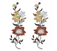 sourcing map 2Pcs Plum Iron on Appliques, 10in Plum Blossom Flower Applique Patch Flower Leaf Vines Iron on Sewing Embroidered Patches for Dress Clothes Down Jacket Jeans Bag, Brown, Yellow