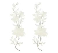 sourcing map 2Pcs Plum Iron on Appliques, 10in Plum Blossom Flower Applique Patch Flower Leaf Vines Iron on Sewing Embroidered Patches for Dress Clothes Down Jacket Jeans Bag, White