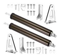 sourcing map 2Pcs Pneumatic Storm Door Closer, Metal Automatic Heavy Duty Fire Door Shock, Adjustable Window Closer Safety Closure with Hold Open Feature for Screen, Security Doors, Brown