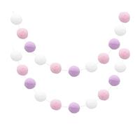 sourcing map 2pcs Pom Pom Garland 6.6 Ft 30 Balls Colorful Felt Ball Garland for Wall Christmas Tree Decor Birthday Banner Easter Party Decorations, White, Pink, Purple