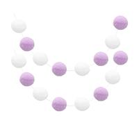 sourcing map 2pcs Pom Pom Garland 6.6 Ft 30 Balls Colorful Felt Ball Garland for Wall Christmas Tree Decor Birthday Banner Easter Party Decorations, White, Light Purple