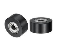 sourcing map 2Pcs POM Roller Wheel with Bearings, 5mm x 22mm x 10mm (ID x OD x Length), 100A Hardness Guiding Wheel Flat Belt Idler (Black)