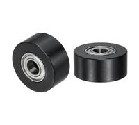 sourcing map 2Pcs POM Roller Wheel with Bearings, 6mm x 22mm x 10mm (ID x OD x Length), 100A Hardness Guiding Wheel Flat Belt Idler (Black)