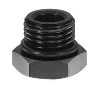 sourcing map 2pcs Port Plug 6AN Male ORB Plug Fitting Adapter Aluminum Hex Block Off Cap with NBR Rubber O-ring Seal for Car Oil Fuel Water Fluid, Black