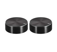 sourcing map 2pcs Potentiometer Knob Knurled Shaft Black Aluminum Smooth Surface Rotary Knob 30mmx10mm Volume Control Knob