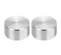 sourcing map 2pcs Potentiometer Knob Knurled Shaft Silver Tone Aluminum Smooth Surface Rotary Knob 26mmx13mm Volume Control Knob