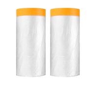 sourcing map 2pcs Pre-Taped Masking Film 59.1" x65ft Adhesive Tape and Drape Painters Plastic Drop Cloth Film with Tape Plastic Sheeting for Automotive Painting Covering, Clear