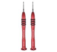 sourcing map 2pcs Precision Y-Type Screwdriver 2.0x25mm Magnetic 3 Point Head Mini Pen Style Screw Driver with Aluminum Non-Slip Handle for Eyeglasses Watch Laptop Electronic, Red