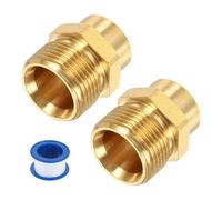 sourcing map 2Pcs Pressure Washer Adapter, G1/4" Female to M22 15mm Male Quick Connect Fittings Brass Swivel Adapter with Sealant Tape for Pressure Power Washers Hose