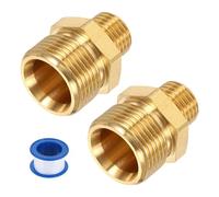 sourcing map 2Pcs Pressure Washer Adapter, M14 Male to M22 15mm Male Quick Connect Fittings Brass Flat Mouth Swivel Adapter with Sealant Tape for Pressure Power Washers Hose
