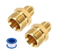 sourcing map 2Pcs Pressure Washer Adapter, M22 15mm Male to M14 Male Quick Connect Fitting Brass Convex Mouth Swivel Adapter with Sealant Tape for Pressure Power Washers Hose