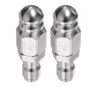 sourcing map 2pcs Pressure Washer Sewer Nozzle 1/4" Quick Connect 5000 PSI Stainless Steel Drain Blaster Rotating Button Nose Fixed Cleaning Water Hose Jet for Drain Cleaning Hose