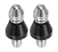 sourcing map 2pcs Pressure Washer Sewer Nozzle 3/8" Quick Connect 5000 PSI Stainless Steel Drain Blaster Rotating Button Nose Fixed Cleaning Water Hose Jet for Drain Cleaning Hose