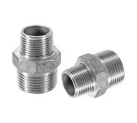 sourcing map 2Pcs PT1 x PT3/4 304 Stainless Steel Pipe Fitting Reducing Hex Nipple, Threaded Pipe Fitting Reducer Straight Connector Adapter for Water, Gas, Oil Pipelines