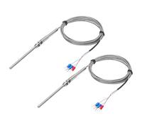 sourcing map 2pcs PT100 RTD Thermocouple Stainless Steel M8 Temperature Sensor Probe -50 to 1300C 10ft 5x100mm