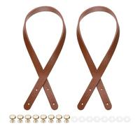sourcing map 2Pcs PU Leather Bag Handle, 25.6" Handbag Straps with 8Pcs Rivets 0.7" Wide Sew on Bag Handle Replacement Shoulder Bag Strap for DIY Bag Making Wallet Handbag Repair, Brown