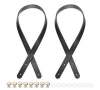 sourcing map 2Pcs PU Leather Bag Handle, 25.6" Handbag Straps with 8Pcs Rivets 0.7" Wide Sew on Bag Handle Replacement Shoulder Bag Strap for DIY Bag Making Wallet Handbag Repair, Black