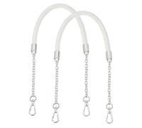 sourcing map 2Pcs PU Leather Chain Purse Strap, 24.4 Inch Braided Purse Handle Replacement for Handbags Underarm Bag Tote (White, Silver Buckle)