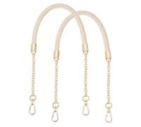sourcing map 2Pcs PU Leather Chain Purse Strap, 24.4 Inch Braided Purse Handle Replacement for Handbags Underarm Bag Tote (Beige, Light Gold Buckle)