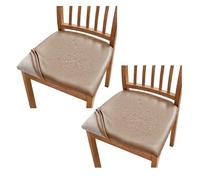 sourcing map 2Pcs PU Leather Covers for Dining Room Chairs, Soft Waterproof Dining Seat Covers Removable Stretch Chair Cushion Slipcovers with Elastic Band for Home, Kitchen(45-56cm, L, Khaki)