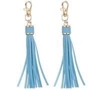 sourcing map 2pcs PU Leather Tassels, 6 Inch Keychain Tassel Charm with Lobster Swivel for Jewelry Making, Handbag, DIY Crafts, (Grey Blue)