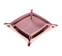 sourcing map 2pcs PU Leather Valet Tray Unisex Folding Small Catchall Tray Organizer Portable Nightstand Bedside Desk Tray for Key Wallet Watch Coin Jewelry Dice, Purple Pink
