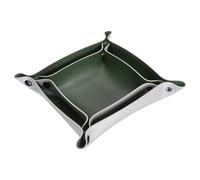 sourcing map 2pcs PU Leather Valet Tray Unisex Folding Small Catchall Tray Organizer Portable Nightstand Bedside Desk Tray for Key Wallet Watch Coin Jewelry Dice, Green Gray
