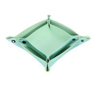 sourcing map 2pcs PU Leather Valet Tray Unisex Folding Small Catchall Tray Portable Entryway Table Tray Nightstand Bedside Desk Tray for Key Wallet Watch Coin Jewelry Dice, Blue Green