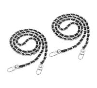 sourcing map 2Pcs Purse Chain Strap, 24" Iron Leather Bag Chain Strap Replacement with Buckle for Handbag Shoulder and Crossbody Bags(Black, Silver)