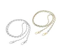 sourcing map 2Pcs Purse Chain Strap, 47" Iron Leather Bag Chain Strap Replacement with Buckle for Handbag Shoulder and Crossbody Bags(White, Silver&Blue, Gold)