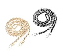 sourcing map 2Pcs Purse Chain Strap, 55" Iron Leather Bag Chain Strap Replacement with Buckle for Handbag Shoulder and Crossbody Bags(Black, Silver&White, Gold)