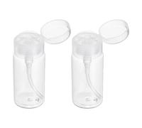 sourcing map 2pcs Push Down Pump Dispenser 5.3OZ (150ML) Plastic Nail Polish Remover Pumping Empty Bottle with Round Flip Cap for Makeup Remover Alcohol Facial Toner, Clear