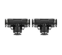 sourcing map 2pcs Push to Connect Fittings 1/2 Inch Tube OD x 3/8 Inch OD, Tee Plastic Quick Connect Air Hose Pneumatic Fitting Kit Reducing 3 Ways Push Lock Connector PE1/2-3/8, Black