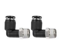 sourcing map 2pcs Push to Connect Tube Fitting 1/8" BSPT Male Thread x 4mm ID 90 Degree Pneumatic Quick Connect Air Fittings, Black