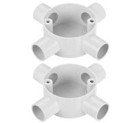 sourcing map 2Pcs PVC Conduit Box Junction Box 4 Way 20mm M4 x 0.7 Waterproof for Electronic Projects