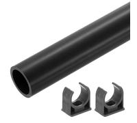 sourcing map 2Pcs PVC Rigid Tube, 300mm Length Round Pipe Tubing, 16mm ID 20mm OD Plastic Tubes with Clamp for Aquarium, Water Cooling System, Cable Sleeve, Dark Gray