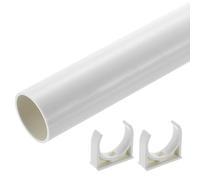 sourcing map 2Pcs PVC Rigid Tube, 500mm Length Round Pipe Tubing, 36mm ID 40mm OD Plastic Tubes with Clamp for Aquarium, Water Cooling System, Cable Sleeve, White