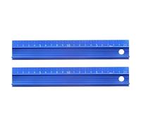 sourcing map 2pcs Raised Grip Metal Ruler 20cm Metric Ruler Measure Aluminum Alloy Anti Slip Protective Ruler Straight Cutting Ruler Measuring Tool with Hanging hole for Cutting Measuring, Blue