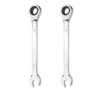 sourcing map 2Pcs Ratcheting Combination Wrench 12mm Metric 12-Point Ratchet Box and Open End CR-V Steel Double Ended Spanner for Automotive Pipe Furniture Machinery DIY Repair, Silver White